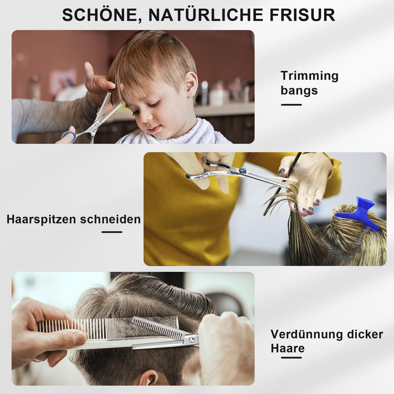 [Australia] - Haircut Scissors and Thinning Scissors, 6.5in Professional Stainless Steel Hairdressing Scissors with Sharp Blades, Ergonomic Hairdressing Scissors for Men Women Children and Pets Hair 