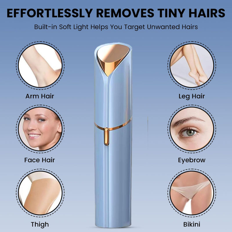 Facial Hair Remover for Women – Electric Face Razor with Light, Hair Removal for Upper Lip, Chin & Cheeks – Color Blue