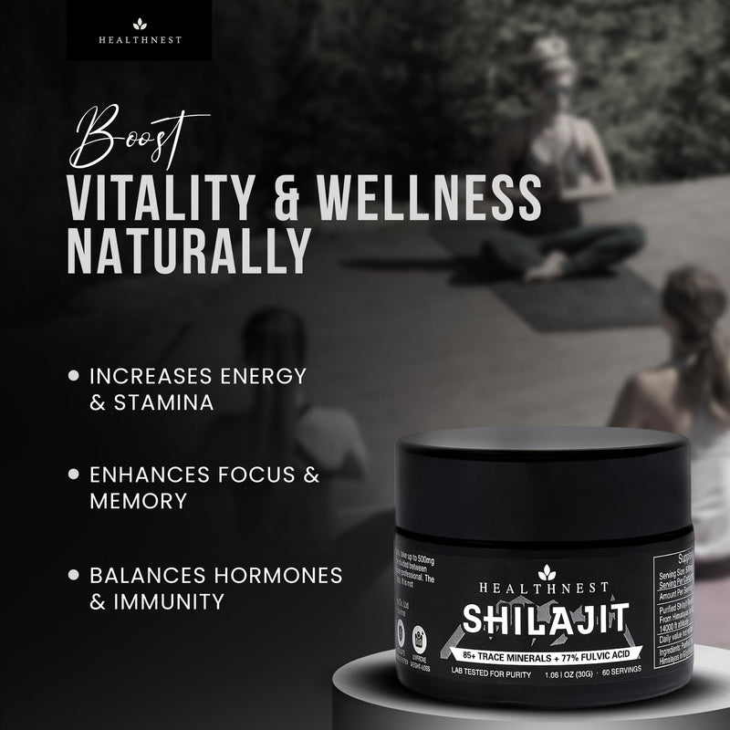 Shilajit Resin | 30g Himalayan Dietary Supplement | 85+ Trace Minerals & 77% Fulvic Acid | Vegan | Lab Tested for Purity | Natural Pure Form | 60 Servings