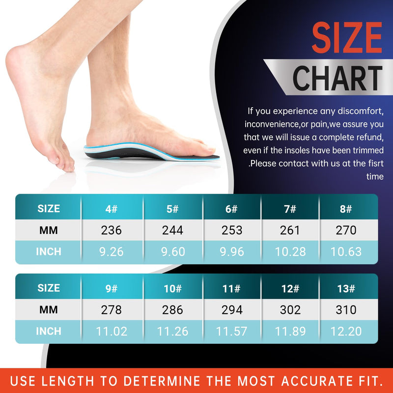 [Australia] - PCSsole Orthopedic insoles for plantar fasciitis, heel spurs, flat feet, foot pain, distributes foot pressure, arch support, comfort insoles for men and women EU44-45 (28.6cm) blue and black 