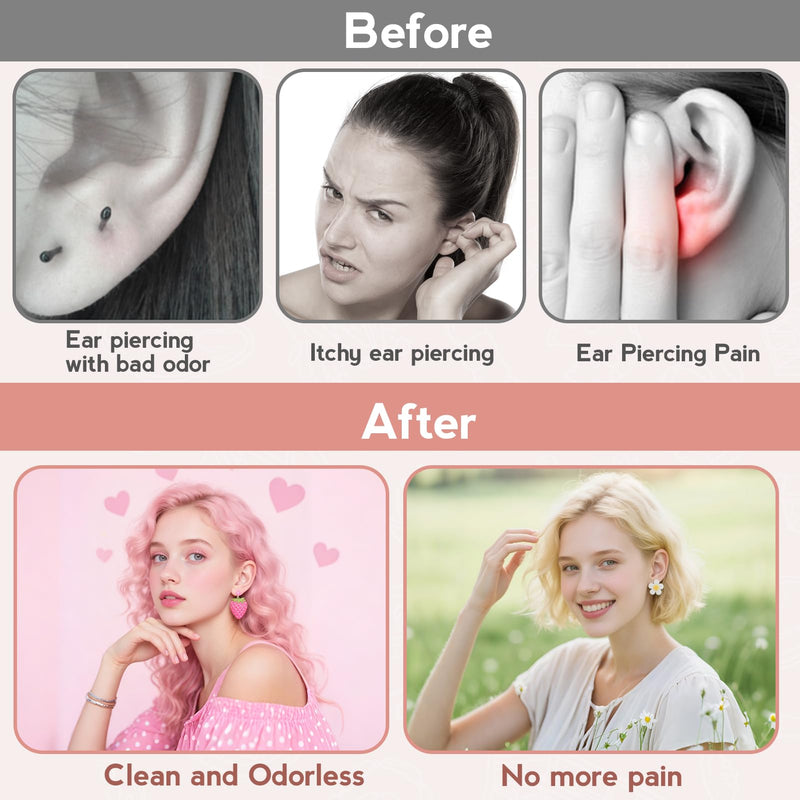 [Australia] - XANGNIER Ear Piercing Cleaner,Ear Piercing Cleaning Kit,Earring Hole Piercing Aftercare Cleaning Tool Set with 240pcs Disposable Ear Piercing Cleaner Floss,50pcs Cotton Swabs for Girls Women Men 