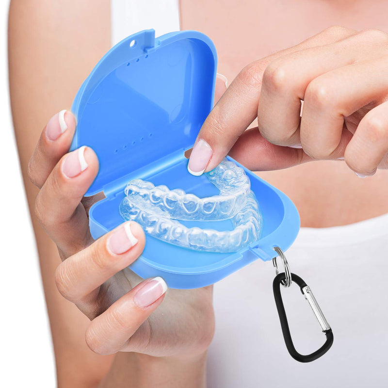 [Australia] - 6 Pieces Retainer Cases Mouth Guard Container Case Multicolor Orthodontic Denture Storage Boxes with D-Shaped Buckles and Keychain Rings 