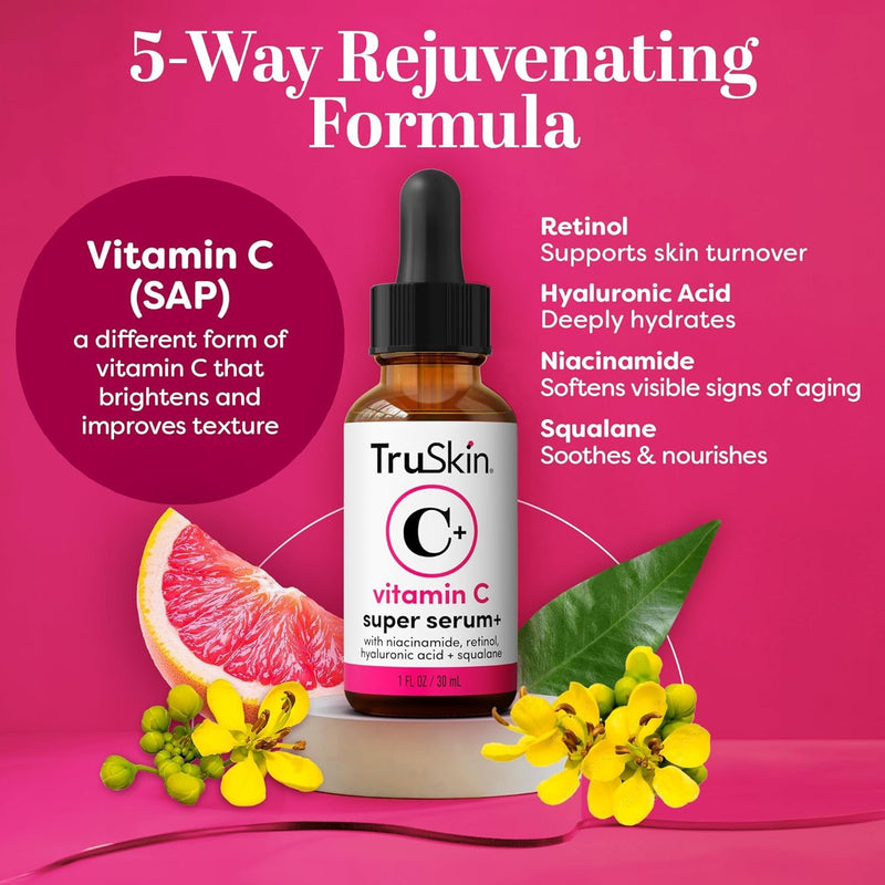TruSkin Vitamin C Super Serum & Moisturizer Duo, 1 fl oz & 2 fl oz | Two-step Vitamin C routine to brighten, hydrate and support smoother, firmer-looking skin