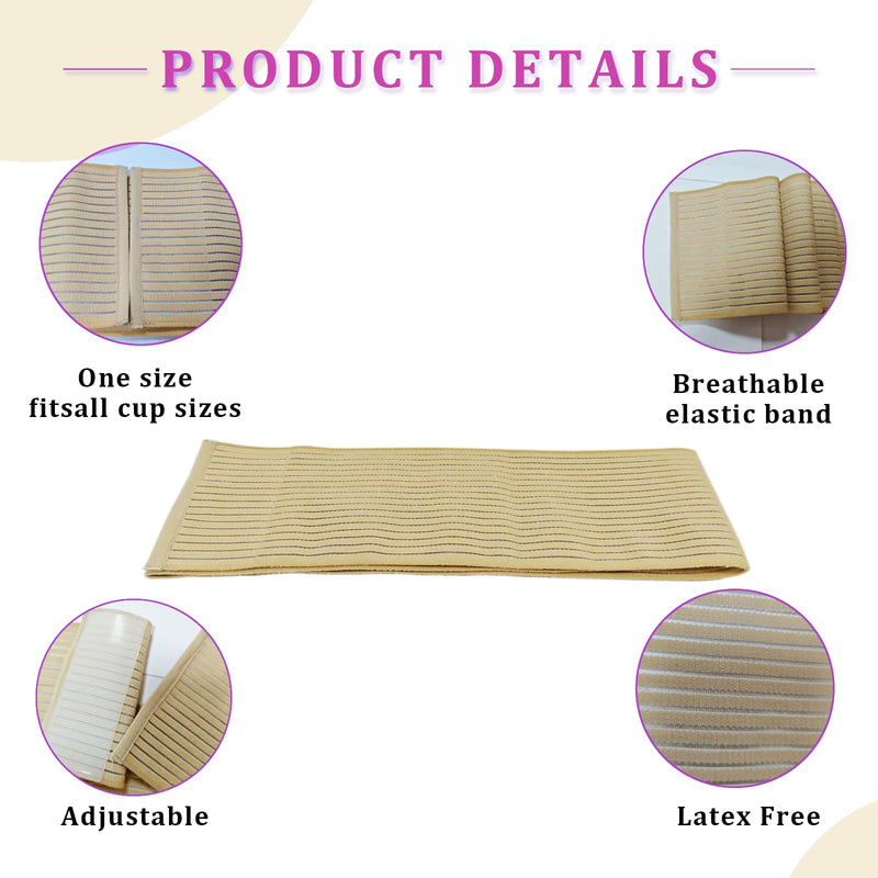 [Australia] - Post Op Breast Augmentation Band | Breast Implant Chest Brace For Women | Compression Wrap Post Surgery Bra Belt | No Bounce Stabilizer Strap | Sport Bra Alternative For Running Working Out (Beige, Large) Beige 