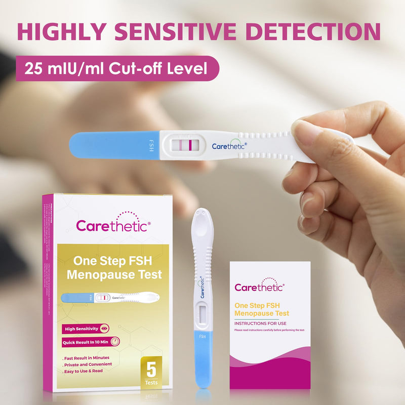 [Australia] - [5 Pack] Carethetic FSH Menopause Test Kit - Midstream at-Home Menopause Test, High-Sensitivity FSH Detection for Perimenopause & Fertility Monitoring 