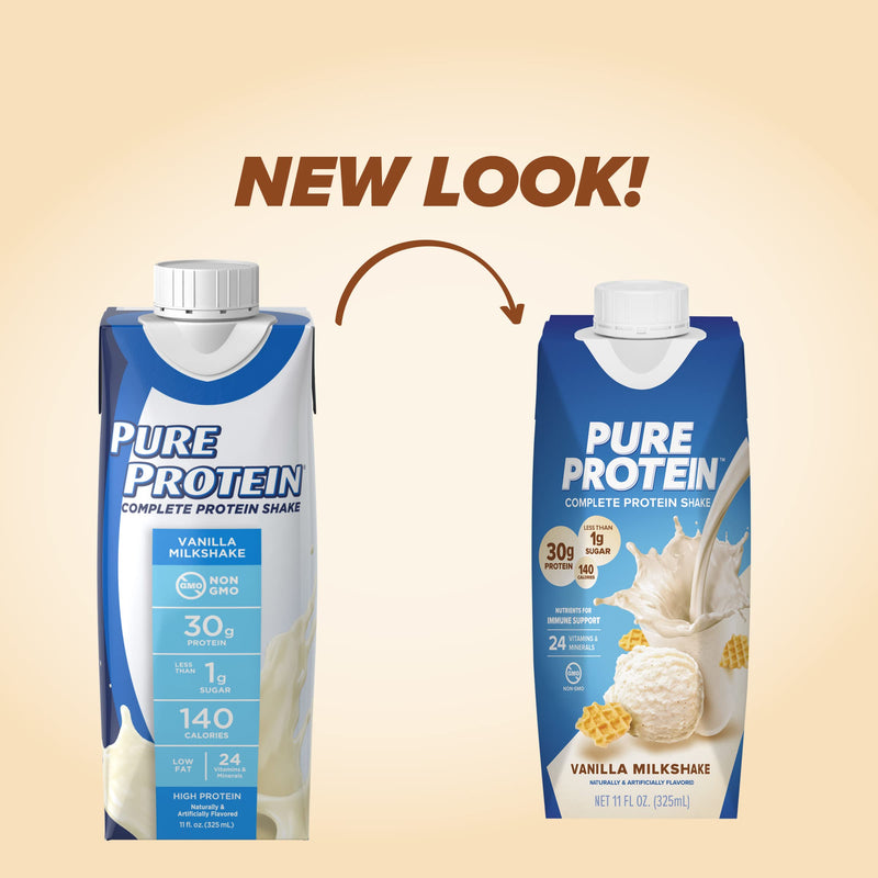 Pure Protein Vanilla Protein Shake, 30g Complete Protein, Vitamins A, C, D, and E plus Zinc & Bars, High Protein, Nutritious Snacks to Support Energy, Low Sugar, Gluten Free