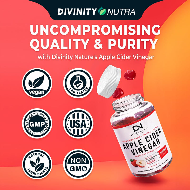 Apple Cider Vinegar Gummies with Mother - Cleanse & Detox ACV Gummies for Weight Loss, Gut Health, Metabolism Support - ACV with Mother with B12 Vitamin, B6 & Pomegranate & Beet Root 100 Ct