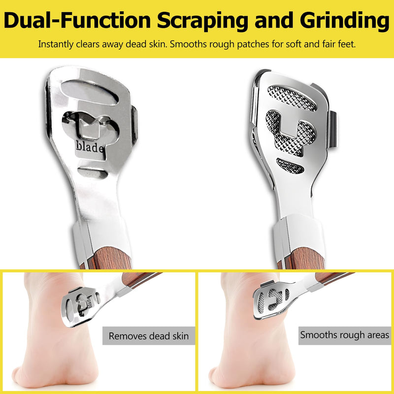 [Australia] - Foot Care Pedicure Callus Shaver with Wood Handle - Hard Skin Remover Including 10 Blades 