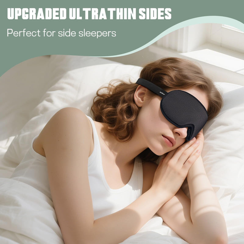 [Australia] - Sleep Mask for Side Sleeper Men Women | Zero Eye Pressure 3D, Light Blocking Design, Soft Breathable Eye Shade Cover for Travel, Black 