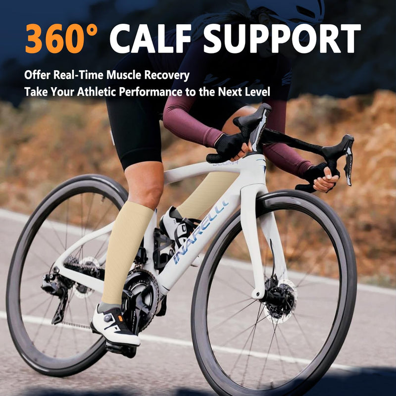 3 Pairs Calf Compression Sleeves for Women Men, Leg Compression Sleeve Calf Brace for Support Running Shin Splints A2-3 Pack Nude/Nude/Nude 4X-Large