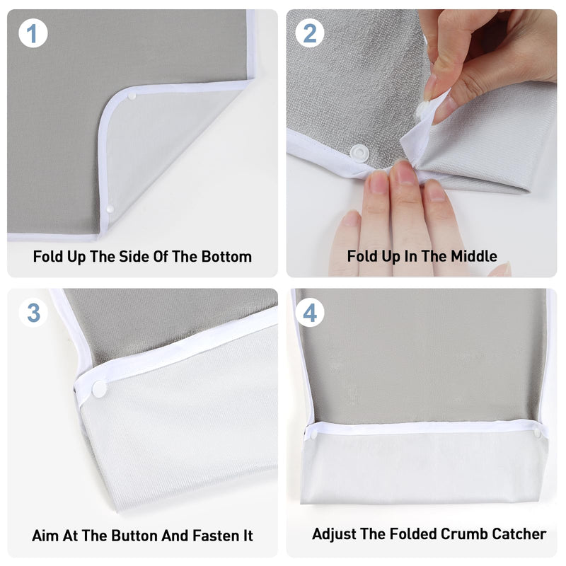 [Australia] - Pozico Terry Cloth Adult Bibs for Eating Women/Men/elderly Washable,Clothing Protectors & Adult Bibs with Debris Trap 4 Grey 