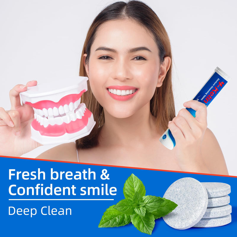[Australia] - Denture Cleaning Tablets - 120 Retainer Cleaner Tablets, Removes Odors & Stains - For Dentures, Night Guards, Retainers, Aligners & Dental Appliance Cleaner - Mint Flavor - 4 Month Supply 