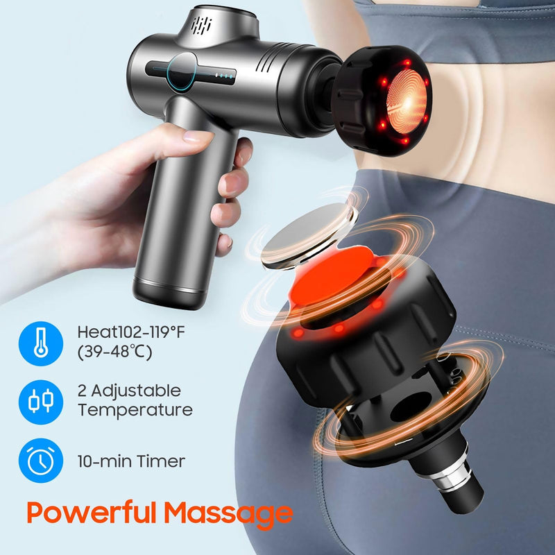 [Australia] - Massage Gun with Heat, Mini Massage Gun - Portable Handheld Muscle Pain Relief and Recovery Tool, Compact and Convenient for Travel and Home Use, 