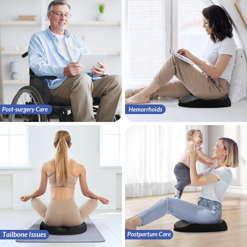 [Australia] - ZIKEE 360° Pain Relief Donut Pillow for Tailbone Pain, Hemorrhoid Pillow for Sitting, Memory Foam Donut Seat Cushion with Ergonomic W-Shaped Designs for Thighs Relief, Postpartum & Post Surgery Care 