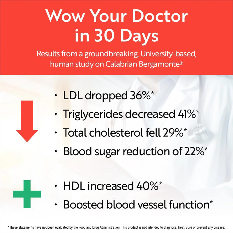 [Australia] - 1000mg Extra Strength Citrus Bergamot Supplement, Patented Bergamonte®, Clinically Proven, Supports Healthy Cholesterol, Formulated with Vitamin C and Artichoke Extract, 60 Capsules 