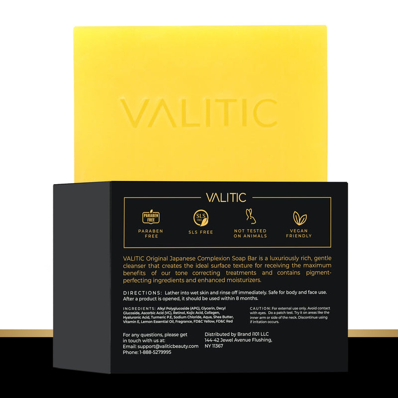 VALITIC Brightening Lemon & Turmeric Kojic Acid Soap with Vitamin C, Retinol, Collagen - Original Japanese Complex Infused with Hyaluronic Acid, Vitamin E, Shea Butter - Dark Spot Corrector (2 Pack) 2 Pack