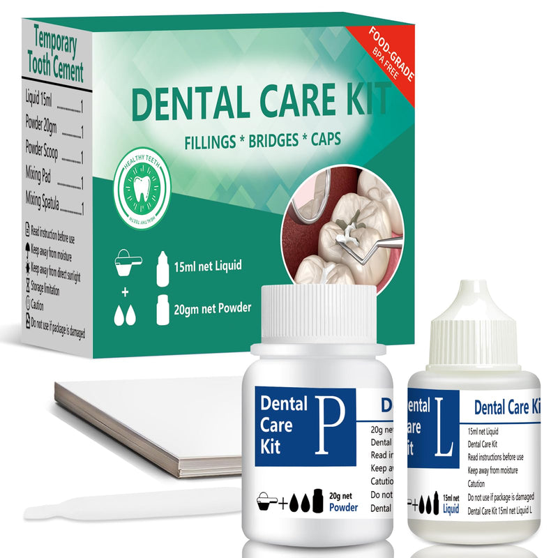 [Australia] - Temporary Replacement Tooth Repair Kit, Zinc Oxide Eugenol Cement Dental Care Kit Glue for Crowns & Bridges Filling, Perfect Smile (6) 