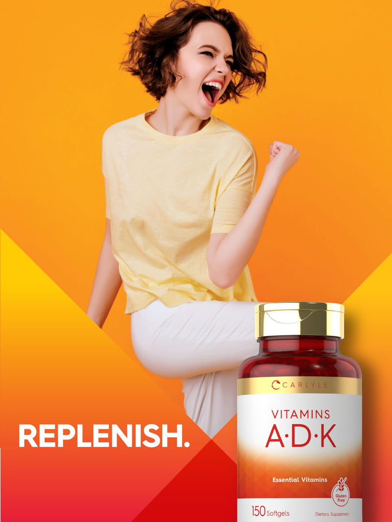 Carlyle Vitamin ADK Supplement | 150 Softgels | With Vitamins A, D3 (5000 IU), K1, K2 (as MK-4 & MK-7) | Non-GMO, Gluten Free