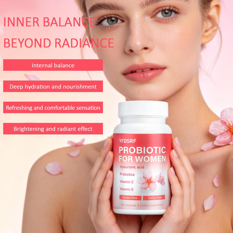 Women's Vaginal Probiotic Supplement for Intimate Health & pH Balance | with Hyaluronic Acid, Multi-Collagen, Vitamin C | Supports Comfort, Moisture & Antioxidant Defense | 120 Capsules (1) 1