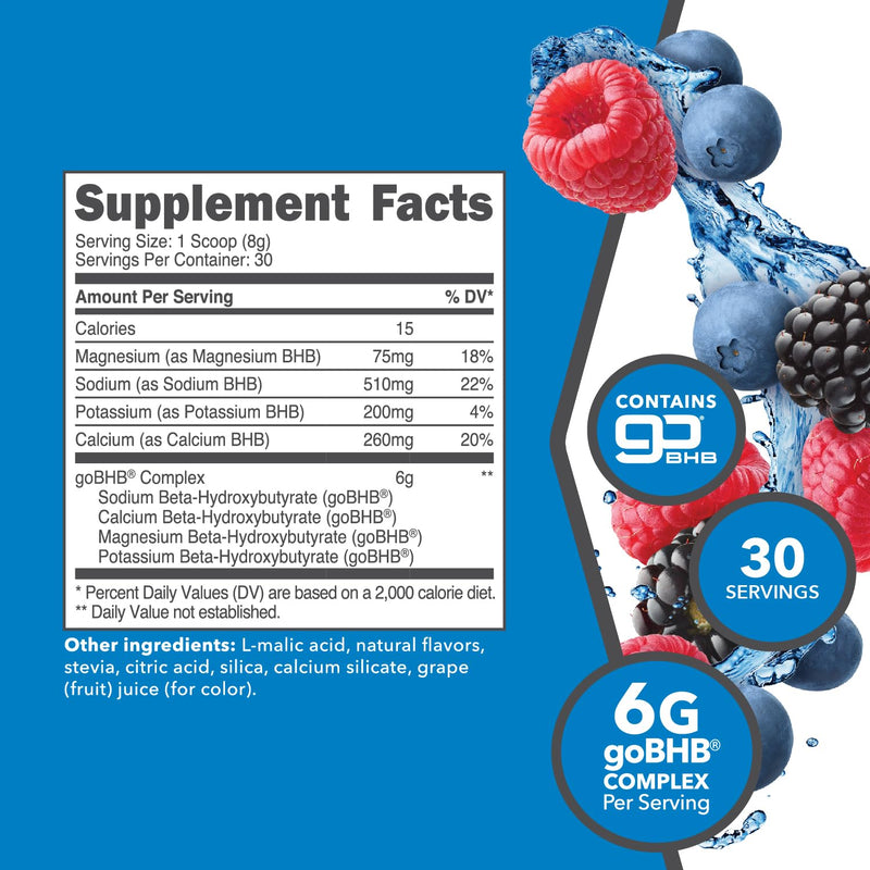 [Australia] - Ketologic Keto BHB (Mixed Berry Flavor) 30 Servings - Exogenous Ketone Supplement with goBHB, Beta-Hydroxybutyrate Salts Mixed Berry 