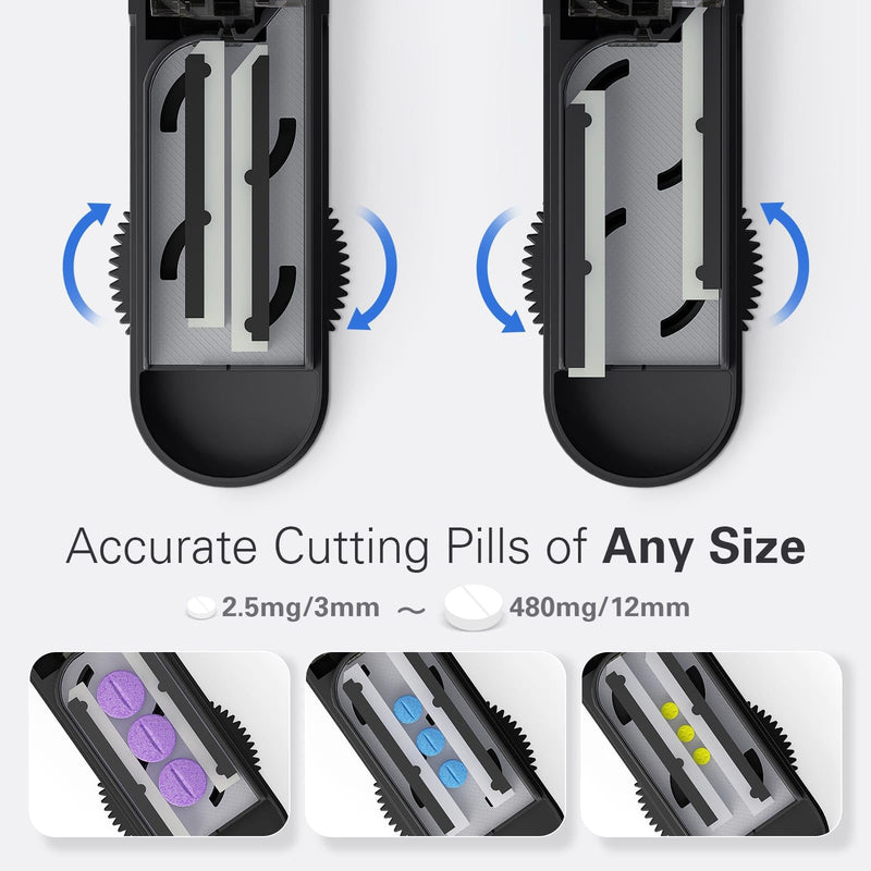 [Australia] - ONE PIX Pill Cutter Splitter for Small and Tiny Pills, Pill Cutter for Cutting Multiple Pills at a Time in Half, Pill Cutter for Small or Large Pills with Hidden Sharp Stainless Steel Blade, Grey 