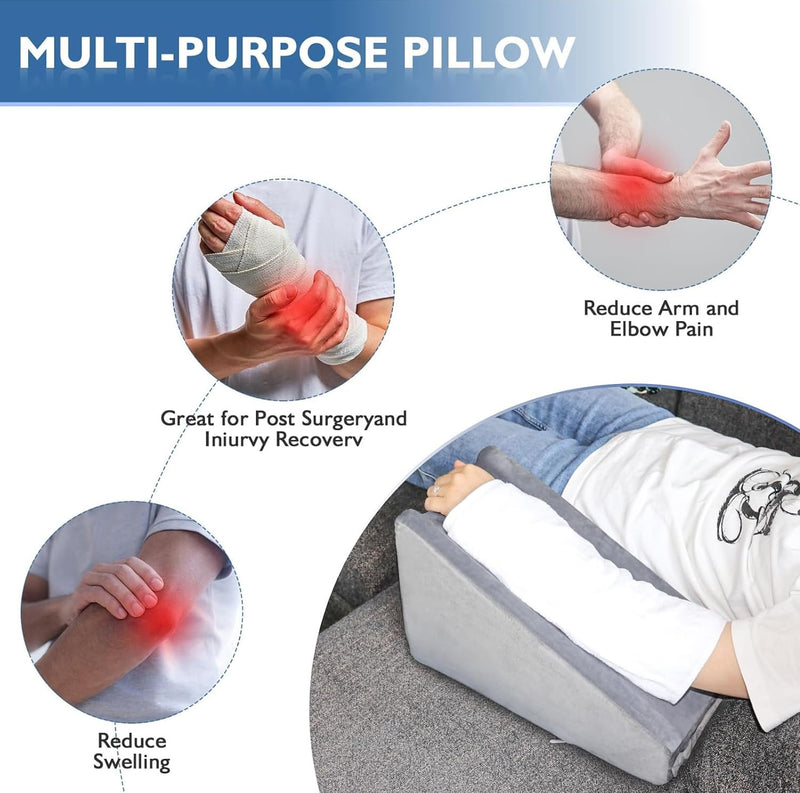 [Australia] - Arm Elevation Pillow, Arm Wedge Elevation Pillow Excellent, Ergonomic Elbow Support Pillow for Sleeping Arm Pads Elbow Pillow with Removable Pillow Case-Grey Grey 