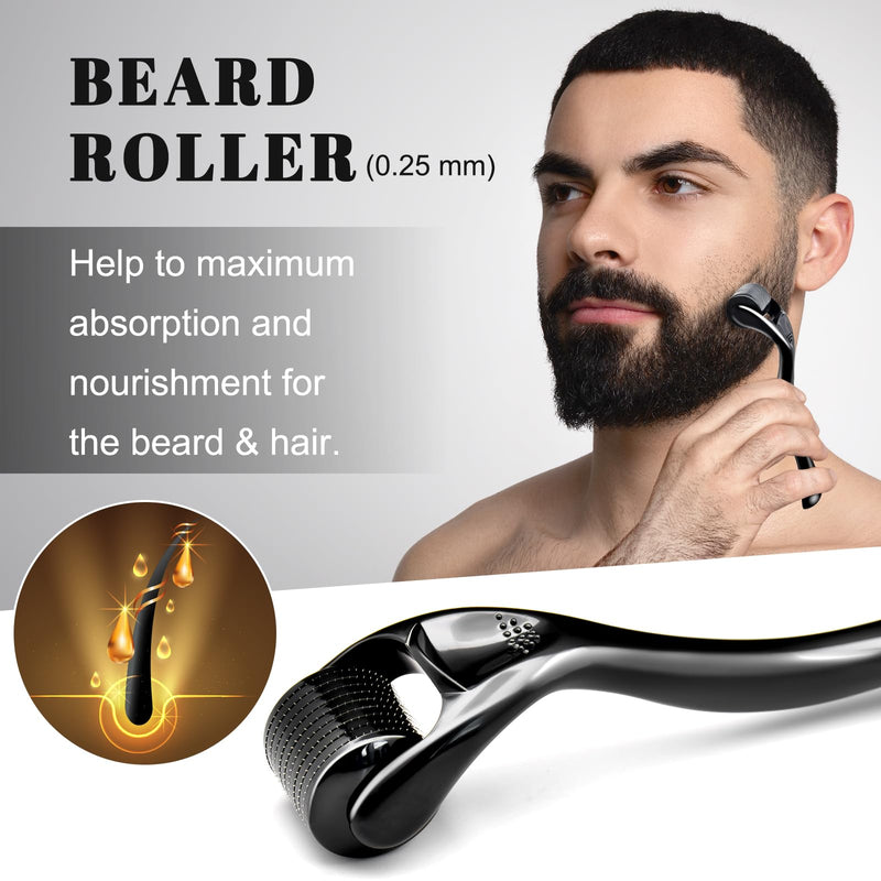 [Australia] - Gifts for men, beard care set for men, beard growth care set with beard shampoo, conditioner, beard oil, balm, beard roller, beard comb, men's gifts Christmas, gift Christmas gifts for men black 