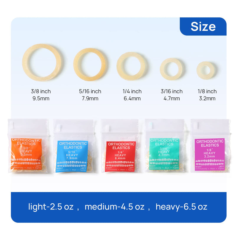 [Australia] - JMU Orthodontic Elastics 5/16 Medium, 500 pack Latex Intraoral Elastic Bands Latex Dental Rubber Bands Made in USA, Amber 