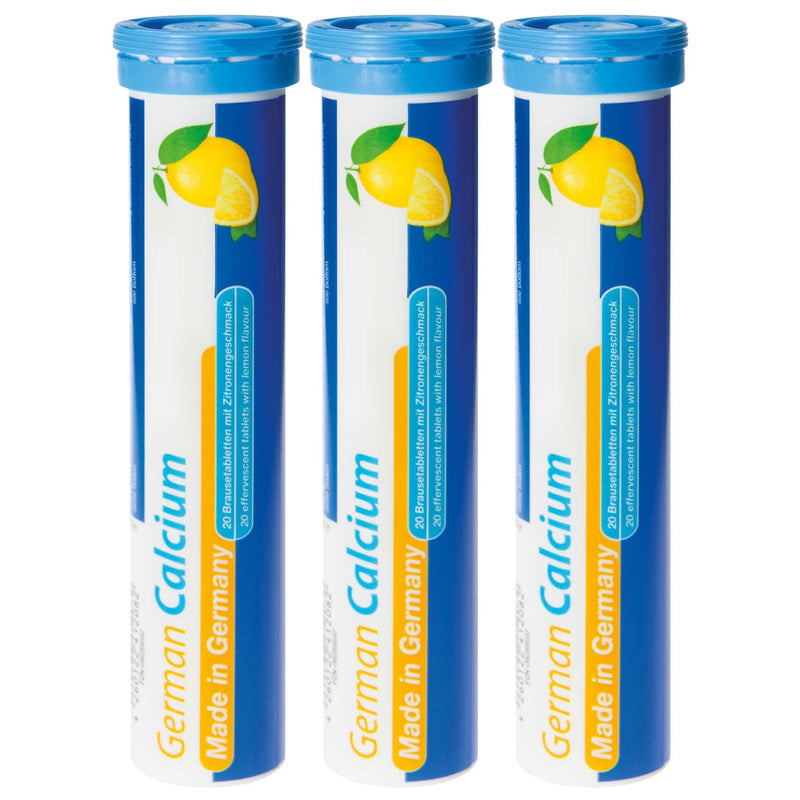 [Australia] - German Calcium Effervescent Tablets Pack of 60 - Lemon Flavor - 500 mg Calcium, Sugar-Free, Vegan - T&D Pharma German Calcium - Made in Germany Lemon 60 Pieces (Pack of 1) 