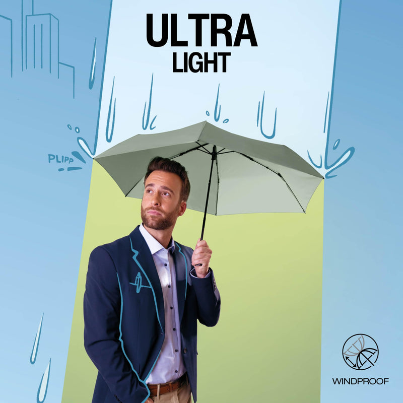 Knirps US.050 Ultra Light Pocket Size Manual Rain Umbrella with Carrying Case Aqua