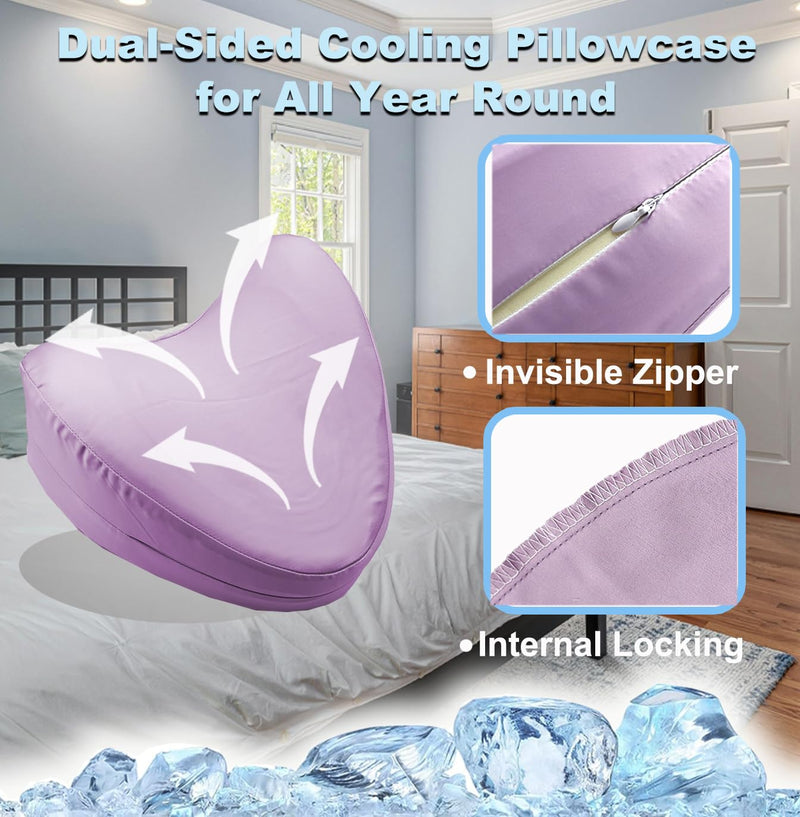 [Australia] - Satin Knee Pillow Cover for Contour Legacy Leg & Knee Foam Support Pillow, Upgraded Invisible Zippered Satin Leg Pillowcase Replacement-Cover ONlY (Blush Purple) Blush Purple 