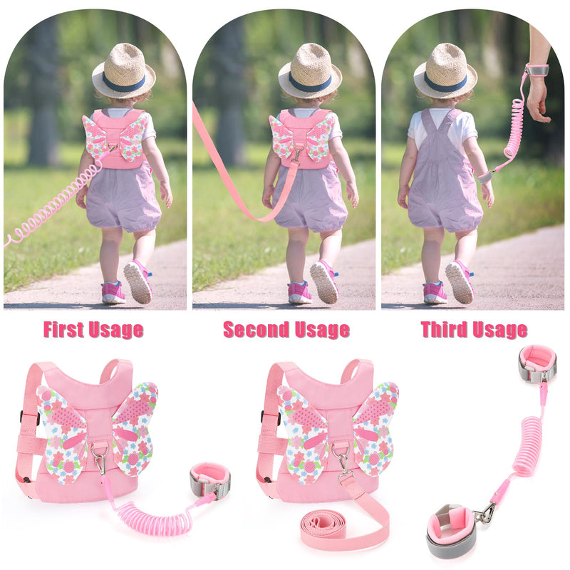 [Australia] - Toddlers Leash + Anti Lost Wrist Link Child Kids Safety Harness Kids Walking Wristband Assistant Strap Belt for Girl Pink Christmas Gift 