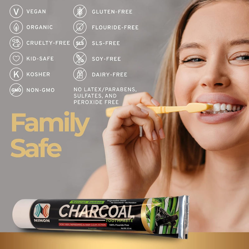 [Australia] - Activated Charcoal Toothpaste 6.5oz Each with 100% Deep Cleansing Natural Toothpaste, Organic Paste eliminates Bad Mouth Odor Keeping it Refreshing (2 Pack (6.5OZ) Activated Charcoal Toothpaste 6.5 Fl Oz (Pack of 2) 