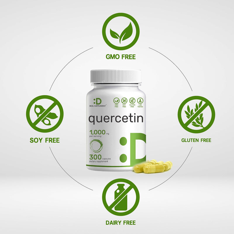 [Australia] - Quercetin 1,000mg Per Serving, 300 Capsules ‚Äì Healthy Immune Support Supplements, High Bioavailable Flavonoids, Natural Antioxidant ‚Äì Non-GMO, Soy Free, No Gluten 