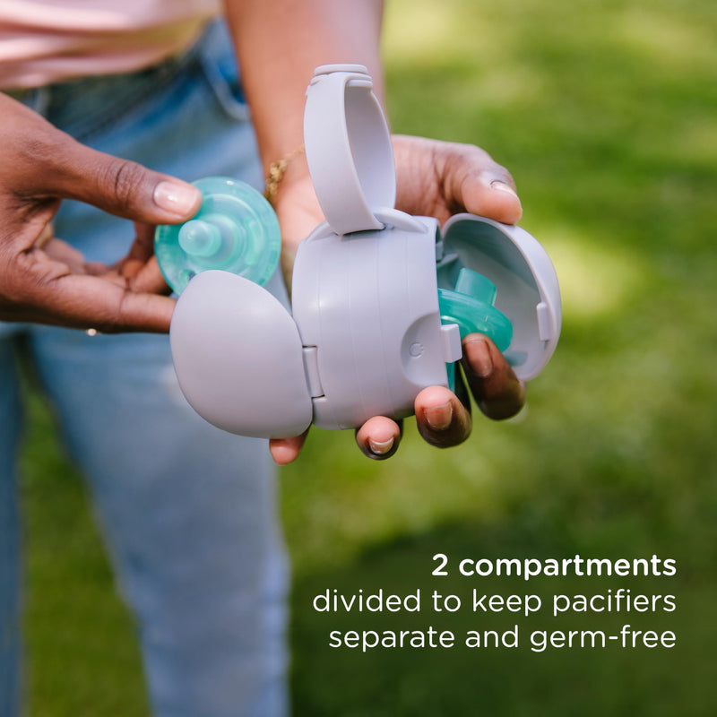 [Australia] - Ubbi On-The-Go Dual Pacifier Holder, Keep's Baby's Binkies Clean and Accessible, Portable for Travel, Diaper Bag Accessory Must Have for Newborns, Gray 