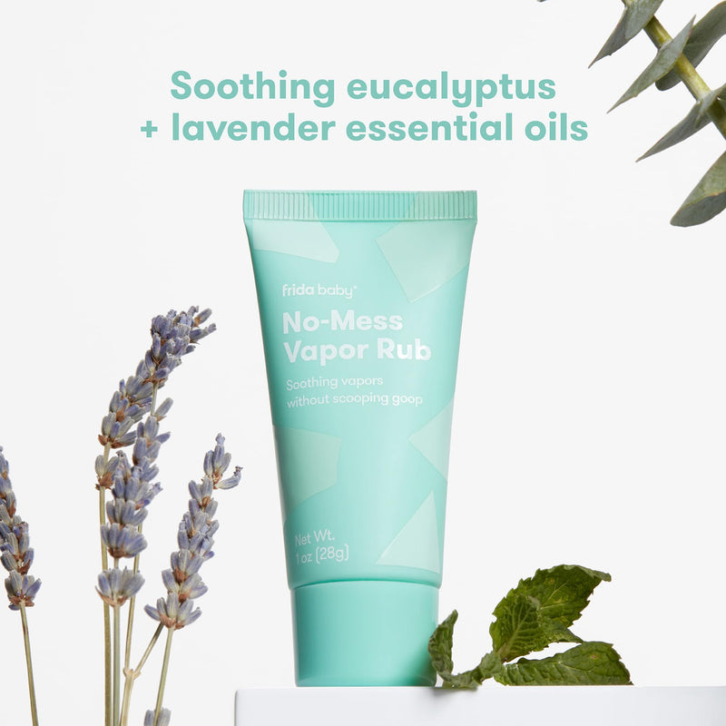 [Australia] - Frida Baby No-Mess Vapor Rub, Baby Vapor Rub for Chest, Neck, Back + Foot,Non-staining, Petroleum-Free Hands-Free Applicator Tube, Soothing Eucalyptus & Lavender for Sleep 