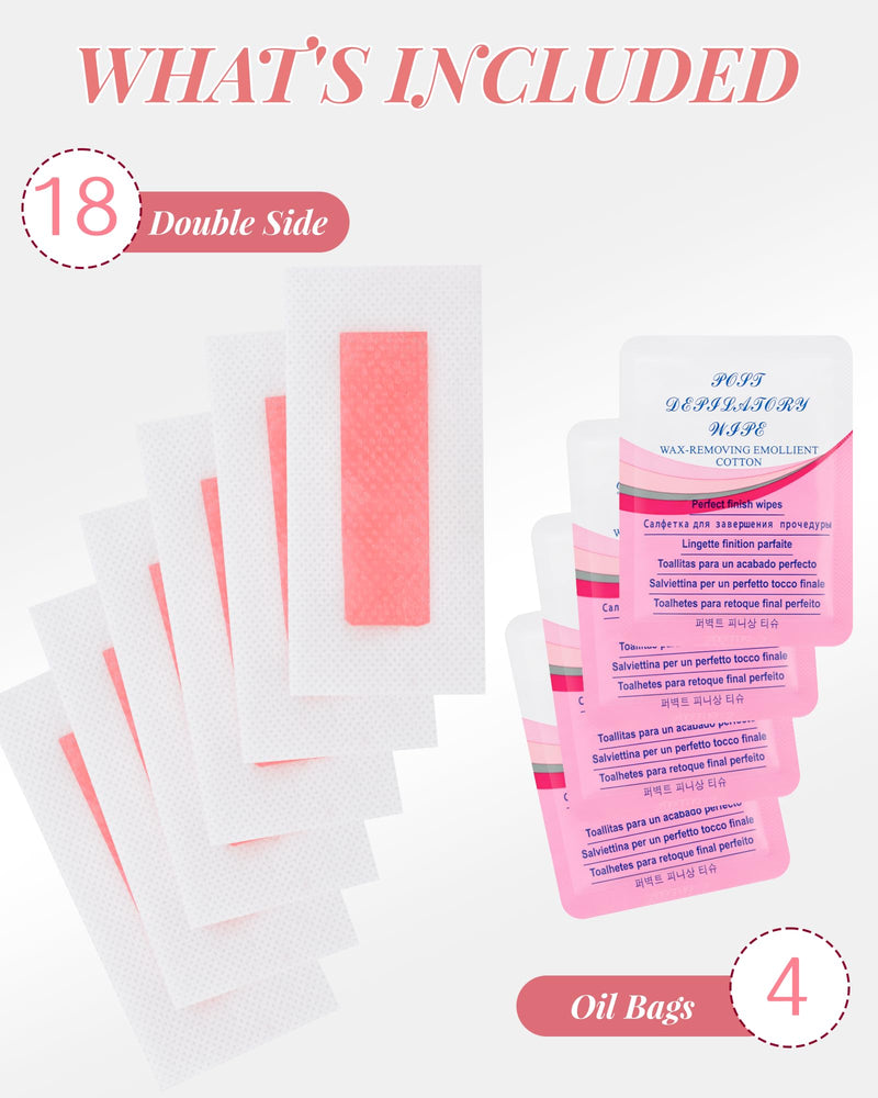 [Australia] - 36PCS Facial Wax Strips for Hair Removal, Facial Hair Removal for Women, Waxing Kit for Women's Face, Bikini, Chest, Body, Arms, Legs, Back, & Brazilian | 36ct Waxing Strips & 4 calming Oil Wipes Rose 36 Count (Pack of 1) 