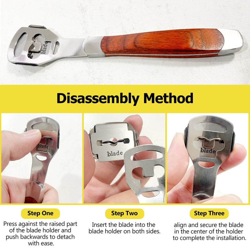 [Australia] - Foot Care Pedicure Callus Shaver with Wood Handle - Hard Skin Remover Including 10 Blades 
