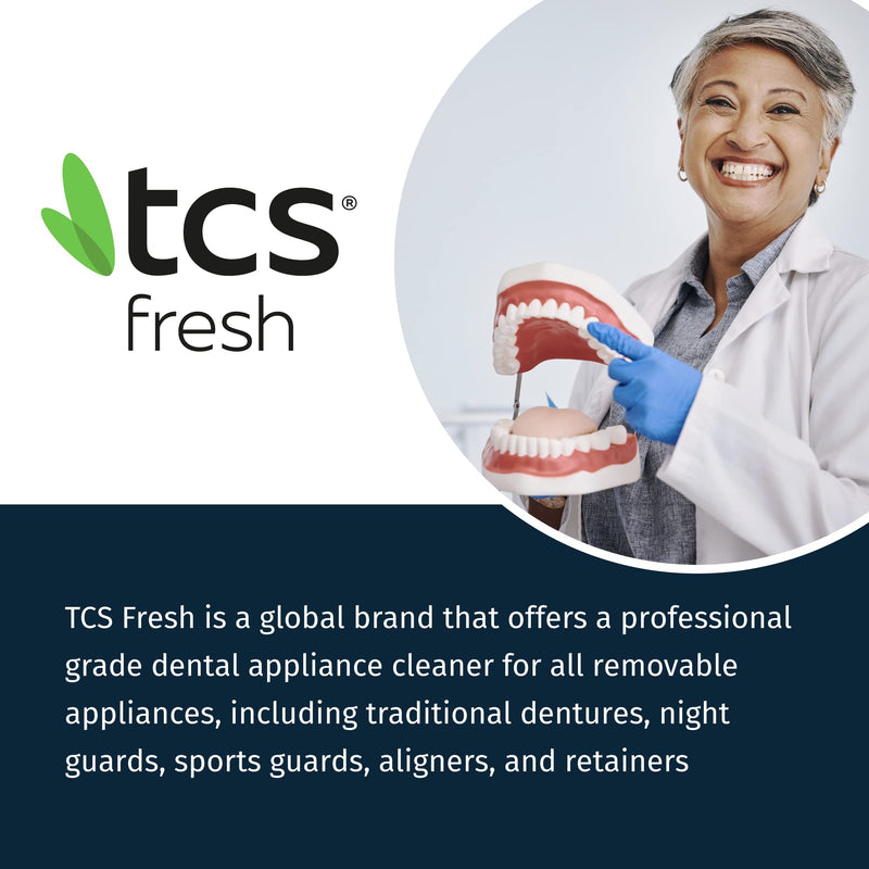 [Australia] - TCS Fresh Dental Appliance Cleaner, 24 Count Professional Strength Concentrated Cleanser Powder - Flexible Partial Cleaner, Denture Cleaner and Dental Night Guard Cleaner, Mint Flavor (6 Month Supply) 