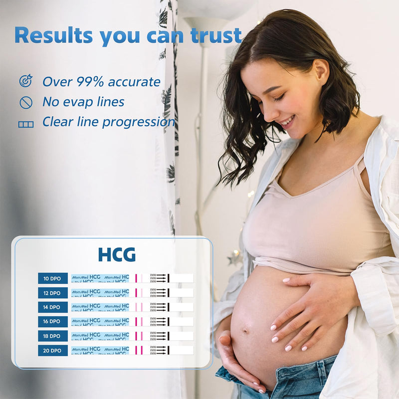 [Australia] - MomMed Pregnancy Test, 55 HCG Pregnancy Test Strips for Early Detection, Over 99% Accurate, 55 Free Urine Cups, Bulk Pregnancy Tests for Home Use, Pruebas de Embarazo 55 Count (Pack of 1) 