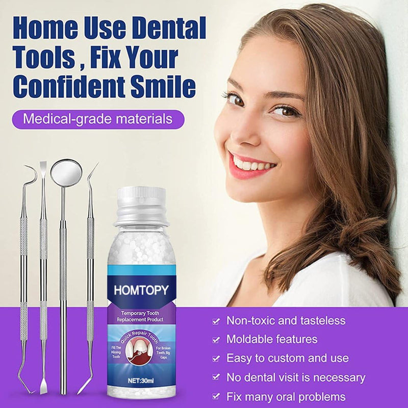 [Australia] - Tooth Provisional Teeth Kit, DIY Heat Fit Beads for Replacing Missing & Broken Teeth, Provisional Restoration & Denture Replacement White 1 Fl Oz (Pack of 1) 