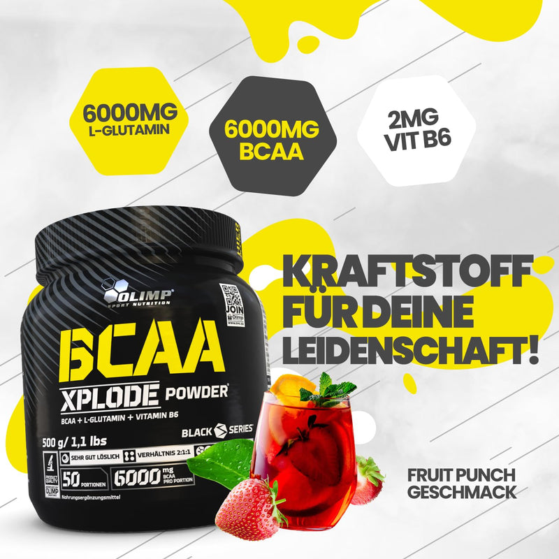 [Australia] - Olimp Sport Nutrition - BCAA Xplode Powder, Fruit Punch (500g). Nutritional supplement with BCAA and L-glutamine in one serving. 