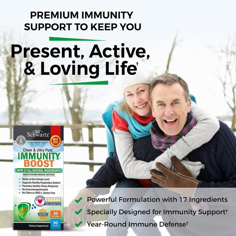 [Australia] - BioSchwartz Immune Support Supplement with Vitamin C 1000mg Zinc Elderberry Extract Ginger Root Beta Carotenes, Immunity Boost for Adults, Natural Immune Defense Antioxidant Vitamins, 90 Capsules 90 Count (Pack of 1) 