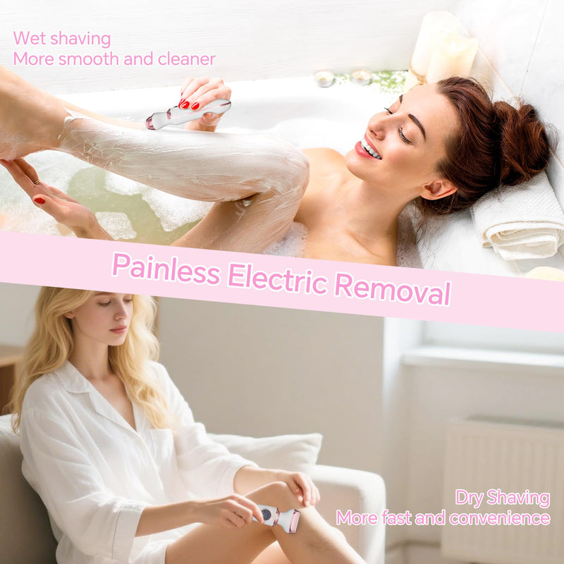 [Australia] - Electric Razor for Women, 4-in-1 Bikini Trimmer & Body Shaver for Face, Legs, Underarms, Pubic Hair, Rechargeable Wet/Dry Painless Hair Removal with LED Light & Travel Lock 