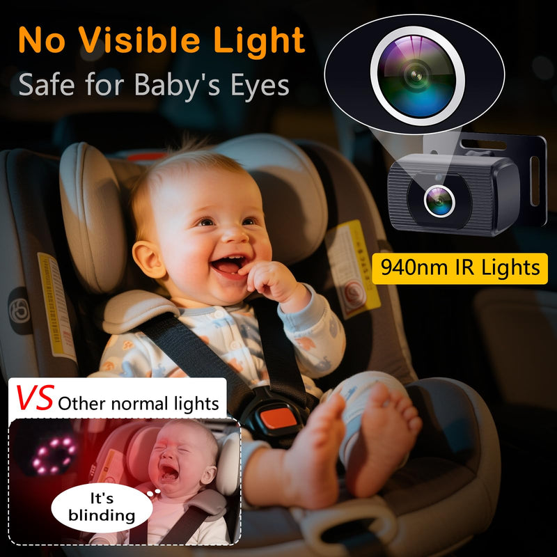 [Australia] - Rohent Baby Car Camera HD 1080P - Rear-Facing Infant Monitor with Night Vision Car Camera for Baby 150¬∞ Wide-Angle Lens Anti-Glare Screen Easy Install 360¬∞ Adjustable Display Black-Standard 