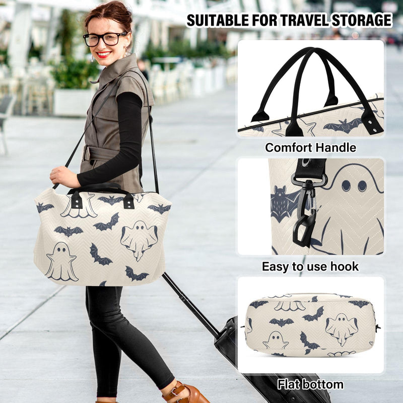 Burbuja Travel Duffel for Women, Halloween Spooky Weekender Overnight Shoulder Carry On Tote With Trolley Sleeve, Gym Bag With Toiletry Bag, Large Size