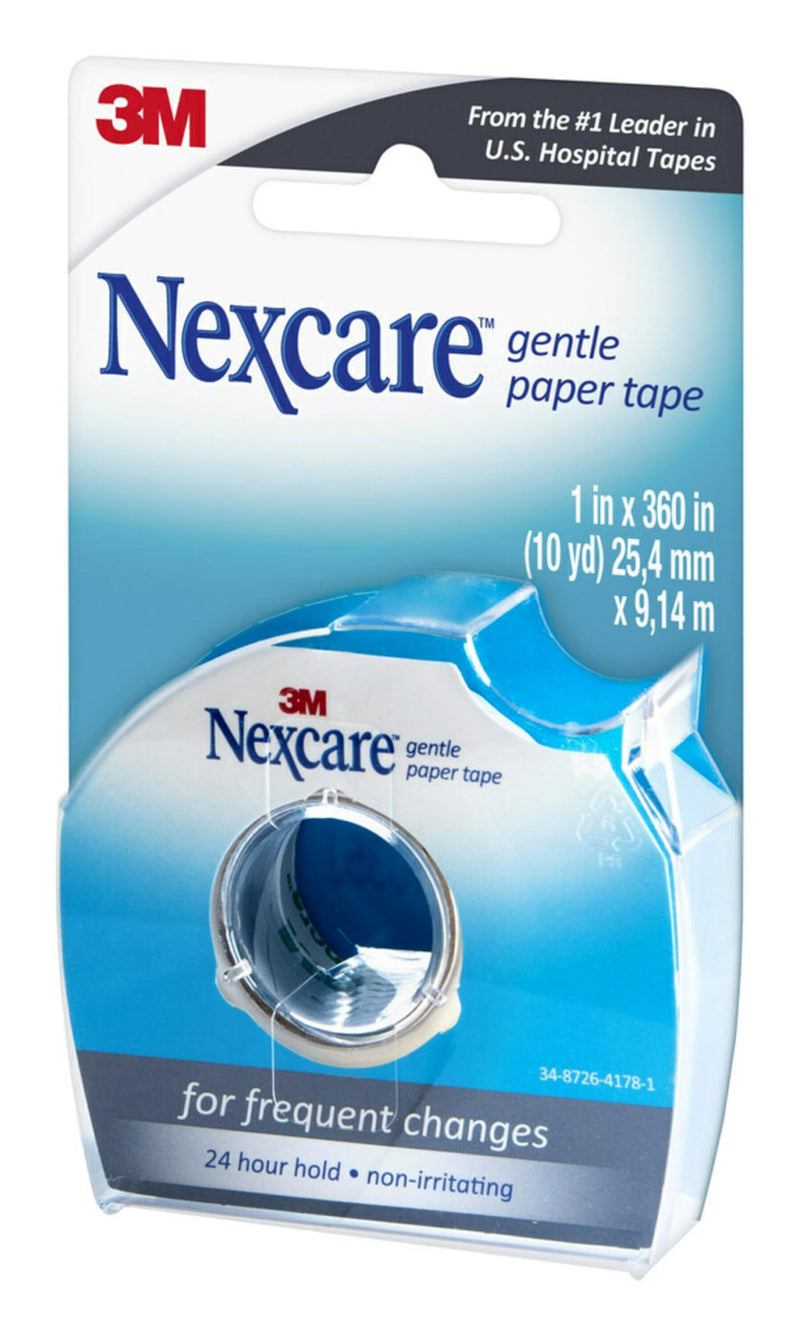 [Australia] - Nexcare Gentle Paper Tape Dispenser, Medical Paper Tape, Secures Dressings and Lifts Away Gently - 1 in x 10 Yds, 1 Dispenser 1 Roll with Dispenser 