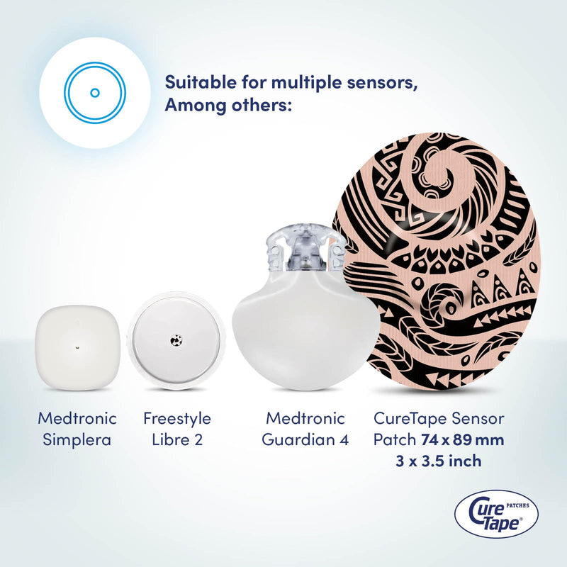 CureTape Sensor Patches - Sensor Fixing Plasters - 25 Covers for Freestyle Libre, Dexcom and Medtronic Guardian Sensors - Fixation Tape for Your Sensor Tattoo One Size