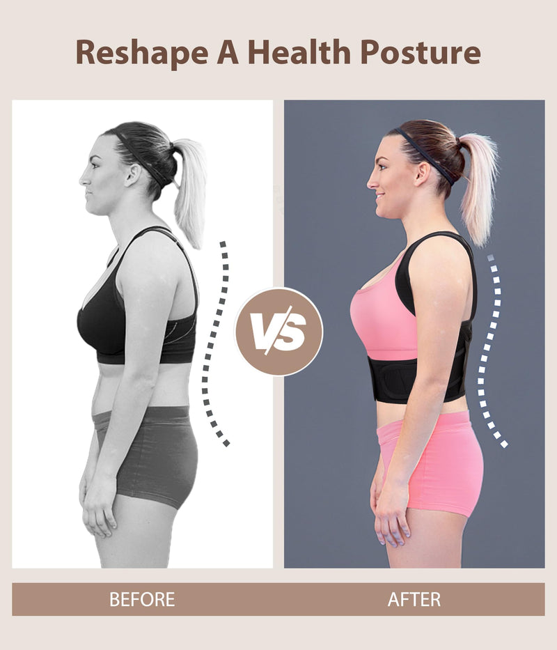 URSEXYLY Posture Corrector for Women Adjustable Upper Back Brace Posture Support Back Straightener Pain Relief(M/L,Black) M/L Black