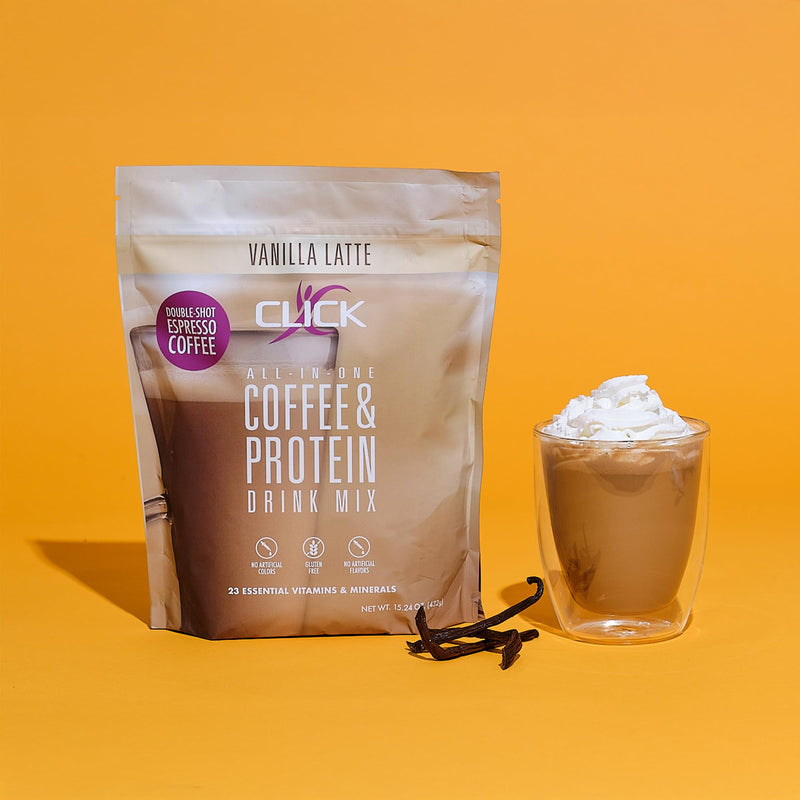 [Australia] - Click Coffee Protein Powder | Double Shot Espresso | 16g Protein | 23 Essential Vitamins | Low Calorie Meal Replacement | 150mg Caffeine | Gluten Free | No Artificial Flavors or Colors | Vanilla 15.24 Ounce (Pack of 1) 